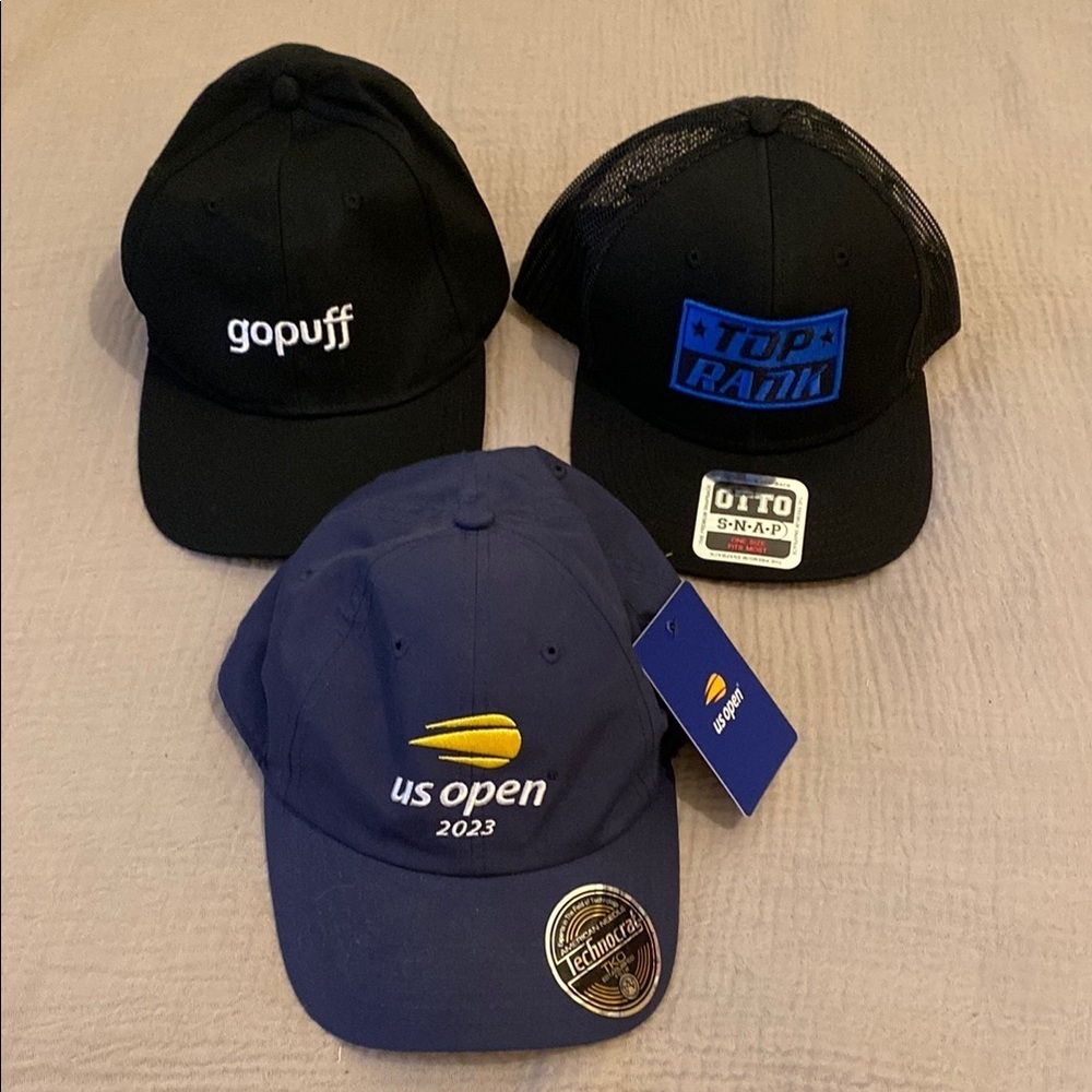 Black and Navy Logo Caps Set. Set 3 . New & used